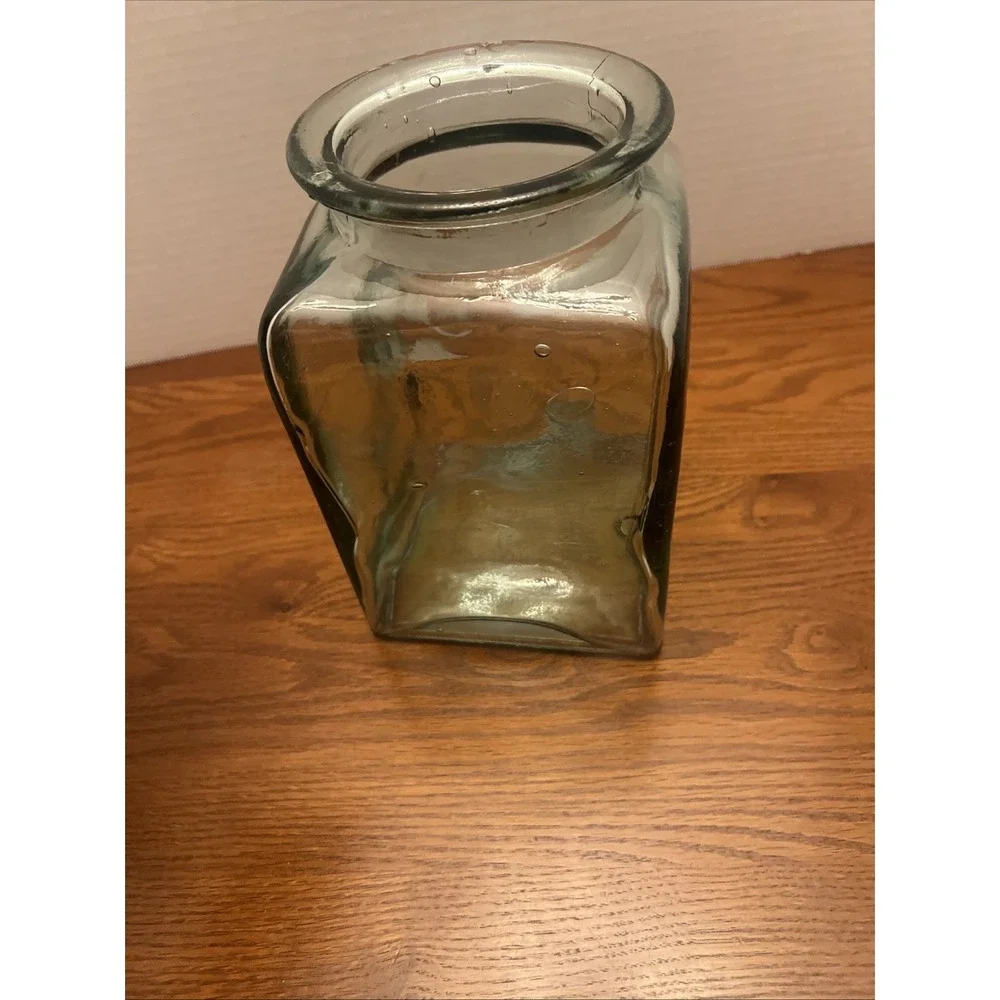 Vintage Green Glass Apothecary Jar 9